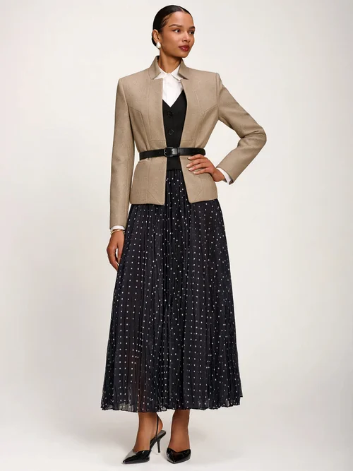 Jolie Moi Black Spot Spotty Crinkle Mesh Maxi Skirt - 18 Image 4
