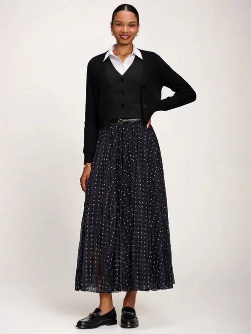 Jolie Moi Black Spot Spotty Crinkle Mesh Maxi Skirt - 18 Image 5