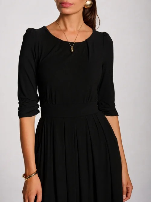 Jolie Moi Black 3/4 Sleeve Modal Viscose Midi Dress - 12 Image 2