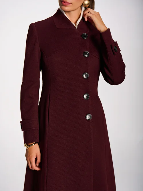 Jolie Moi Burgundy Military Asymmetrical Button Jacket - 12 Image 2