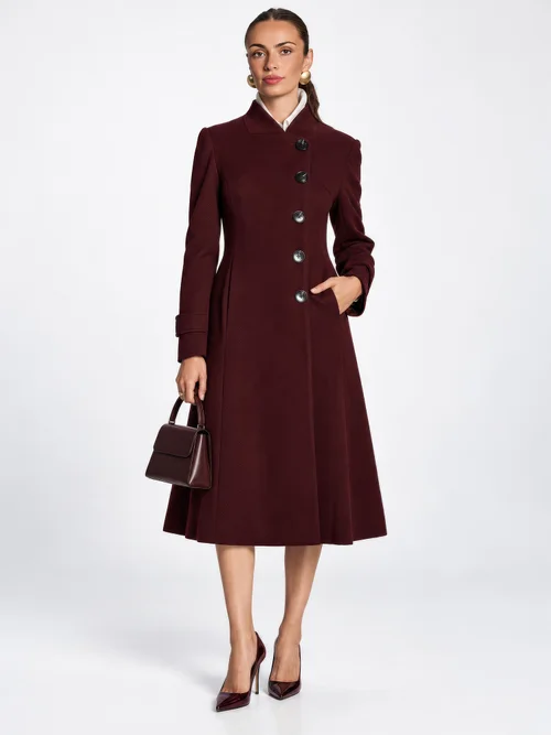 Jolie Moi Burgundy Military Asymmetrical Button Jacket - 12 Image 1