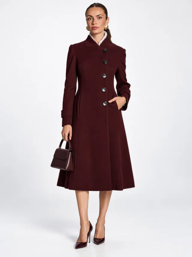 Jolie Moi Burgundy Military Asymmetrical Button Jacket