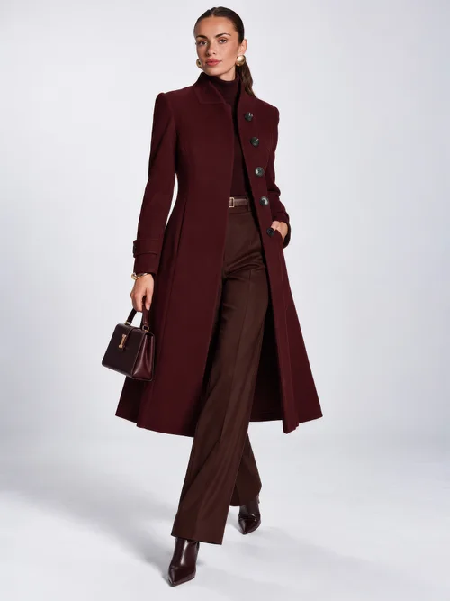 Jolie Moi Burgundy Military Asymmetrical Button Jacket - 12 Image 5