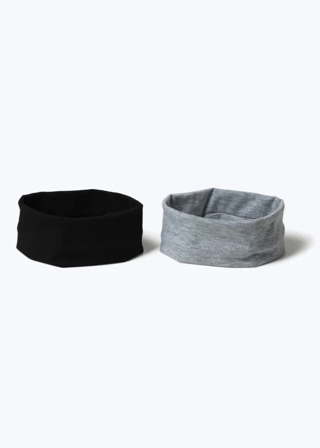Muse 2 Pack Grey & Black Fabric Headbands
