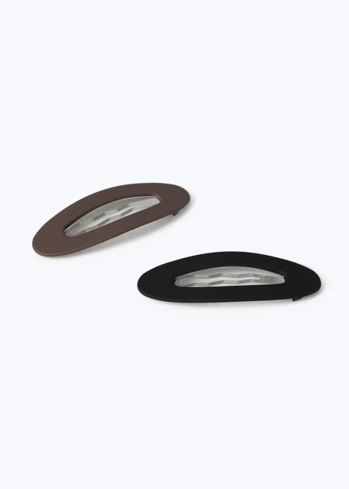 Muse 3 Pack Brown & Black Matte Hair Clips - One Size Image 2
