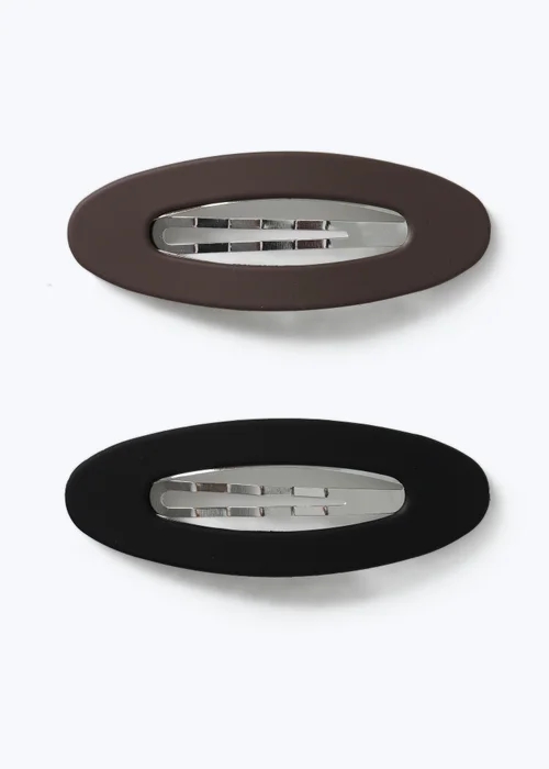 Muse 3 Pack Brown & Black Matte Hair Clips - One Size Image 1