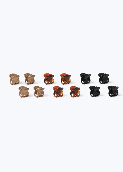 Muse 12 Pack Light Brown Mini Claw Clips - One Size Image 1