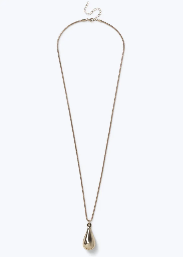 Muse Gold Teardrop Long Pendant Necklace