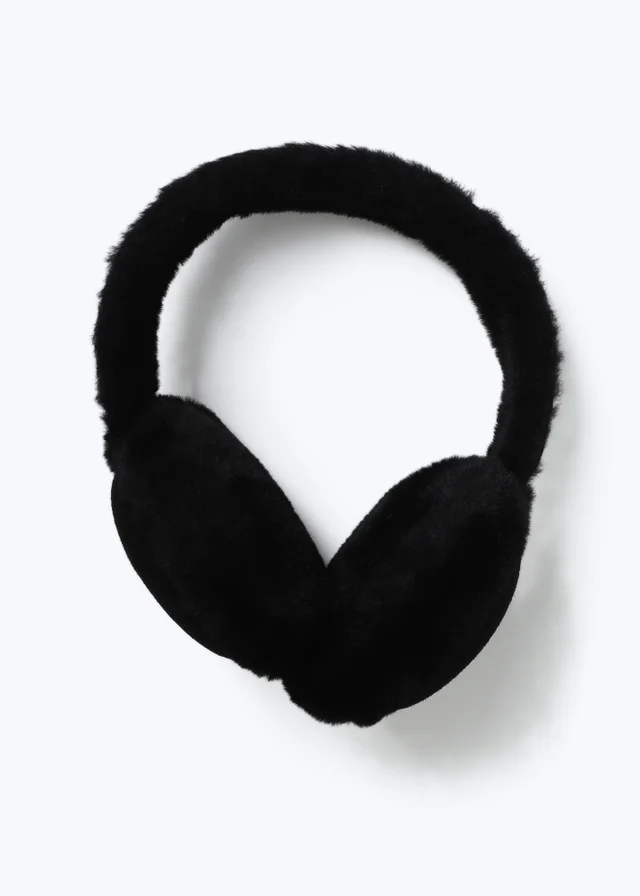 Muse Black Suede and Fur Earmuffs