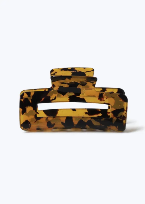 Brown Rectangle Tort Claw Clip - One Size Image 1
