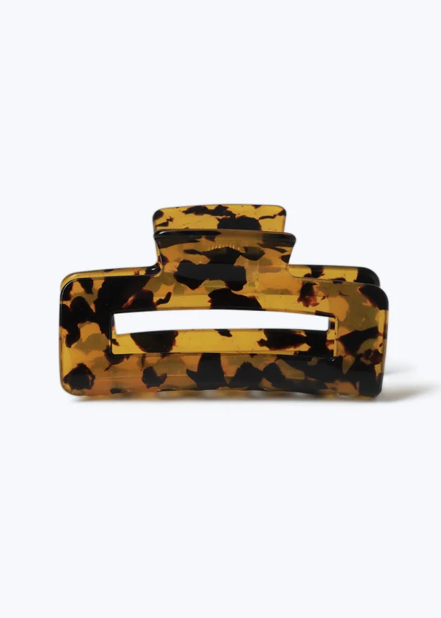 Brown Rectangle Tort Claw Clip