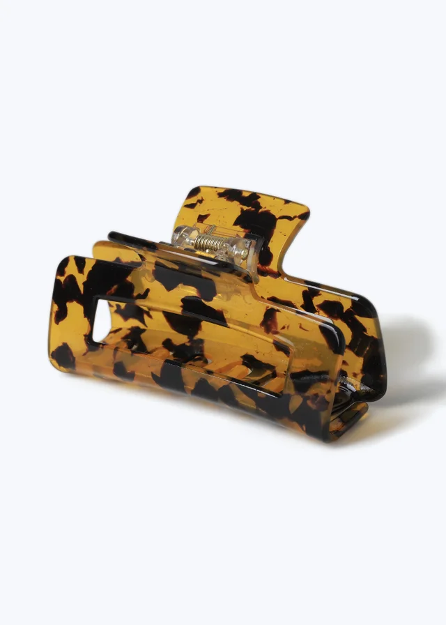 Brown Rectangle Tort Claw Clip