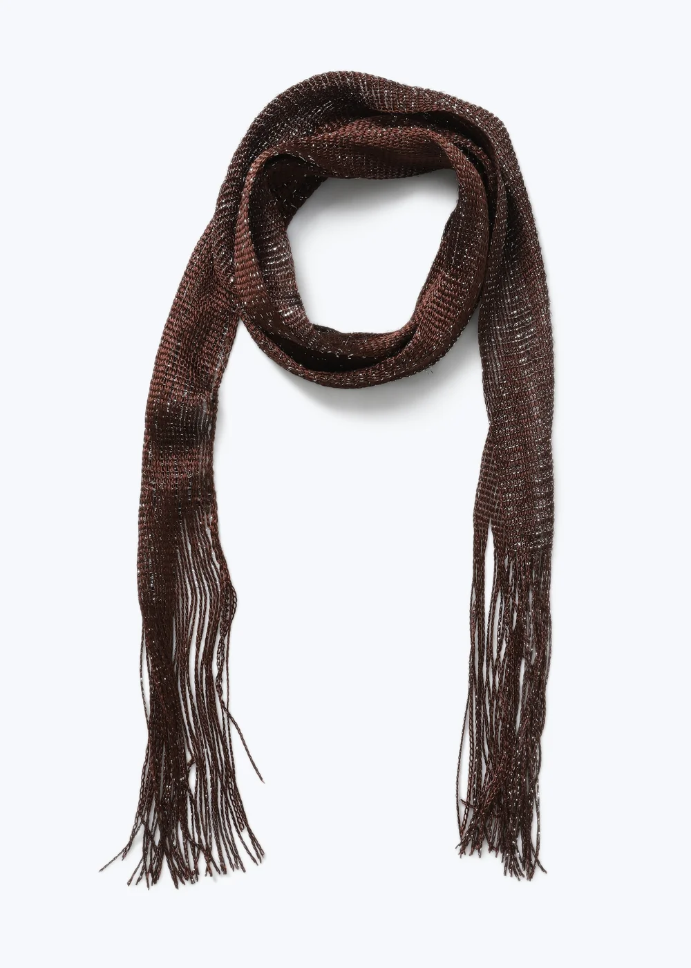 Muse Chocolate Brown Lurex Skinny Scarf - One Size Image 1