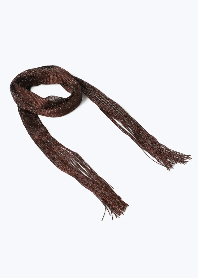 Muse Chocolate Brown Lurex Skinny Scarf