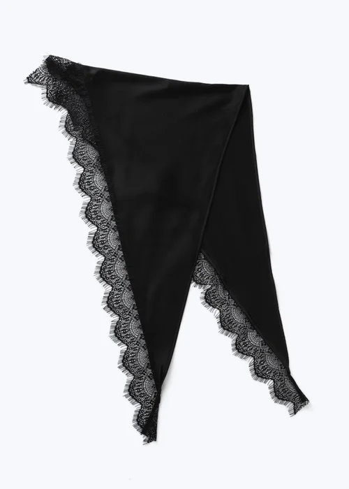 Muse Black Lace Trim Triangle Scarf - One Size Image 3