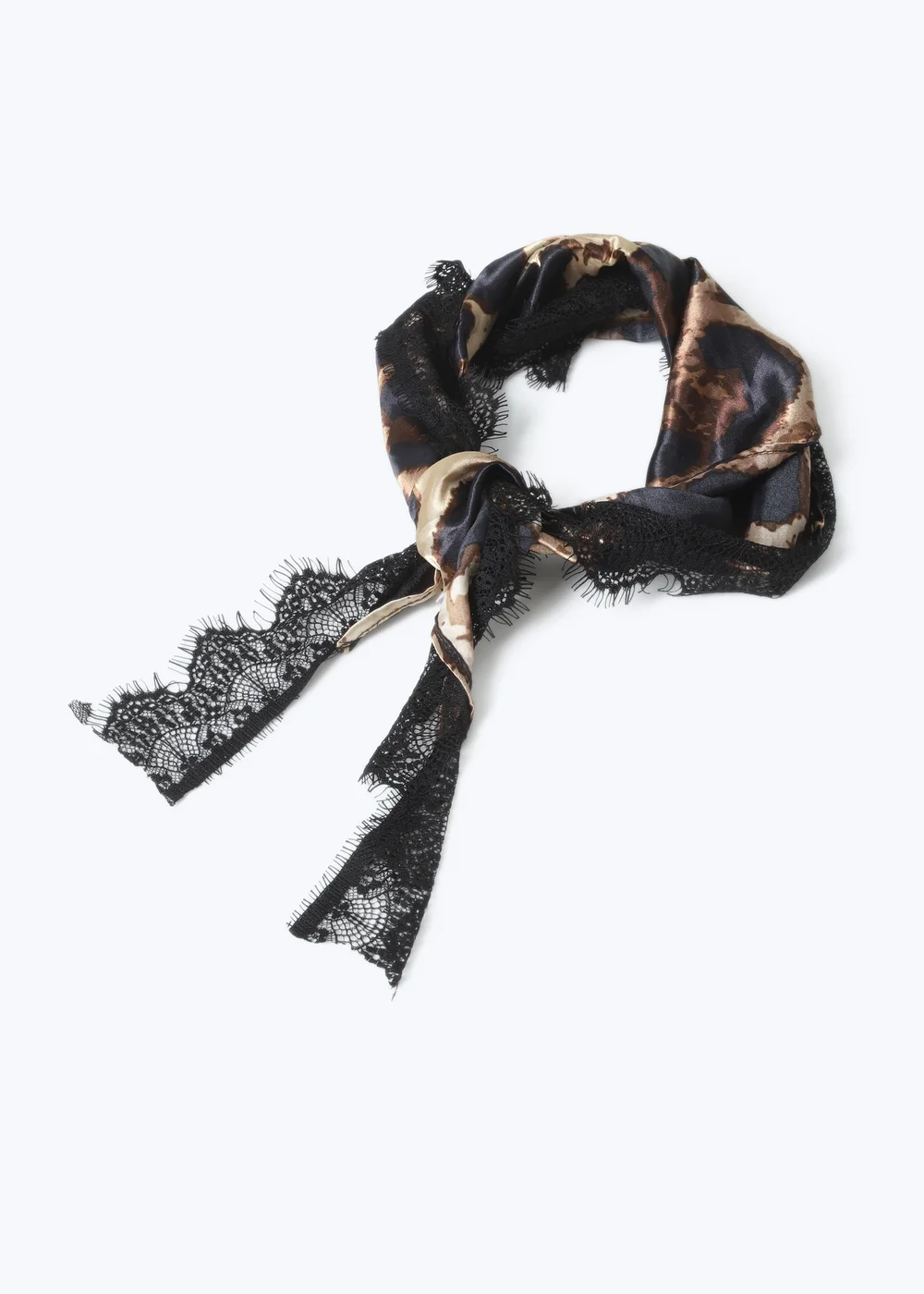 Muse Leopard Print Lace Trim Scarf - One Size Image 2