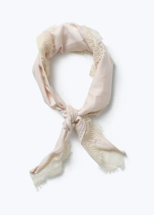 Muse Cream Lace Trim Triangle Scarf - One Size Image 1