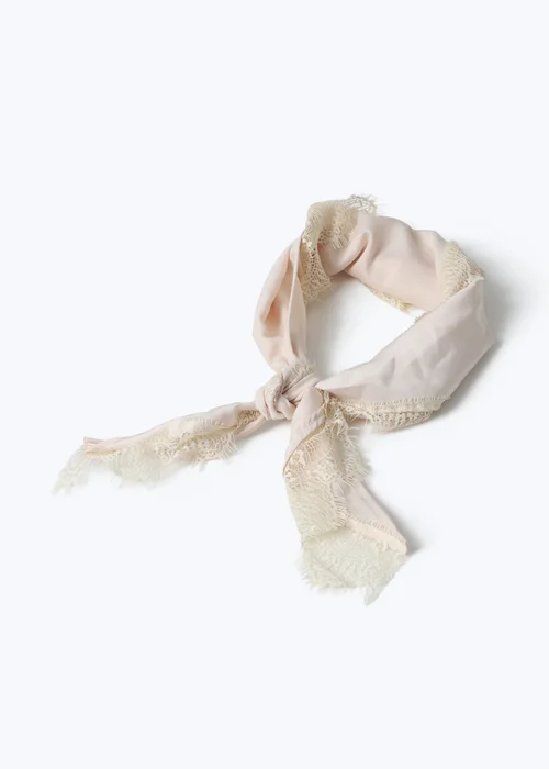 Muse Cream Lace Trim Triangle Scarf - One Size Image 2