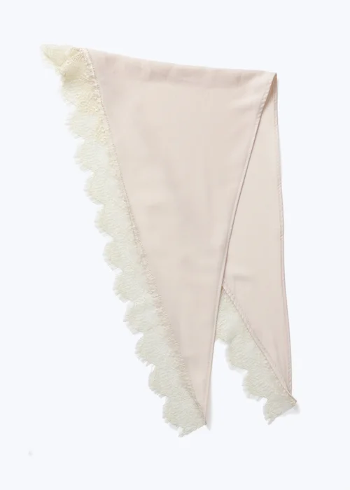 Muse Cream Lace Trim Triangle Scarf - One Size Image 3