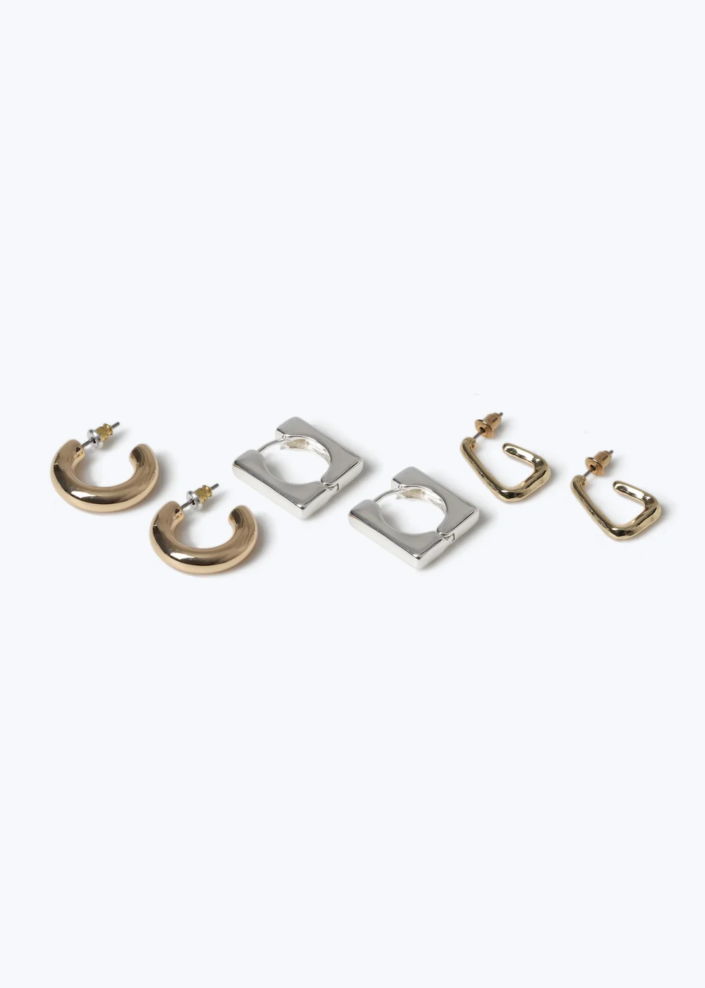 Muse 3 Pack Mixed Metal Square Hoop Earrings - One Size Image 2