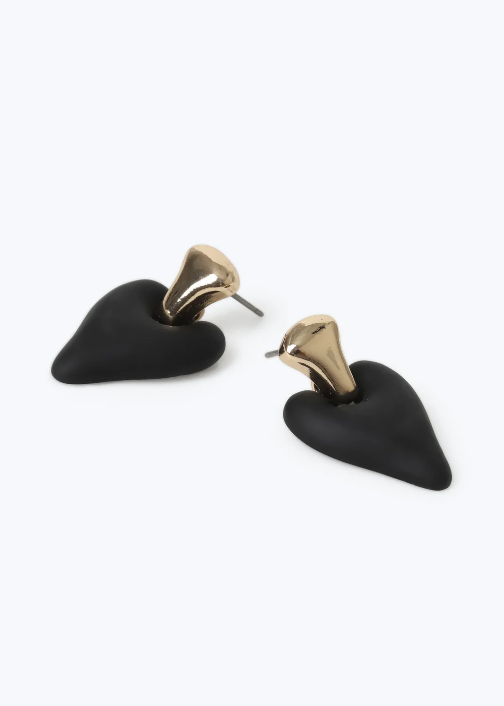 Muse Black Heart Powdercoat Drop Earrings - One Size Image 2