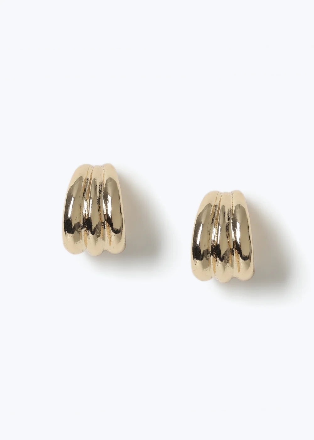 Muse Gold Triple Ridge Stud Earrings - One Size Image 1