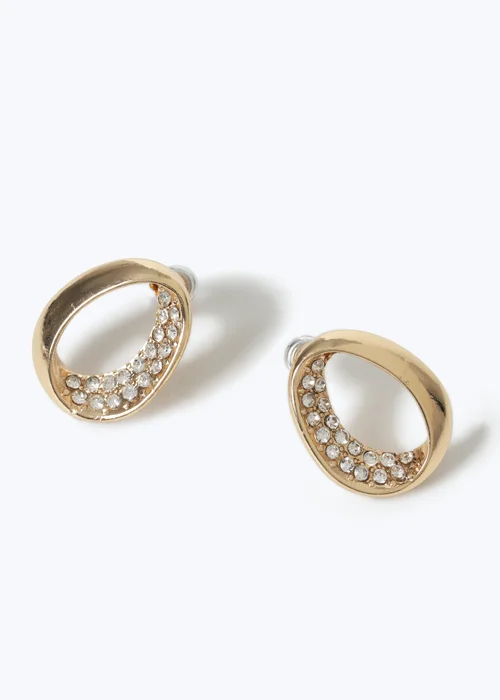 Muse Gold Rhinestone Twist Stud Earrings - One Size Image 2