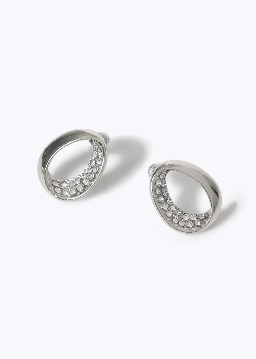 Muse Silver Rhinestone Twist Stud Earrings - One Size Image 2