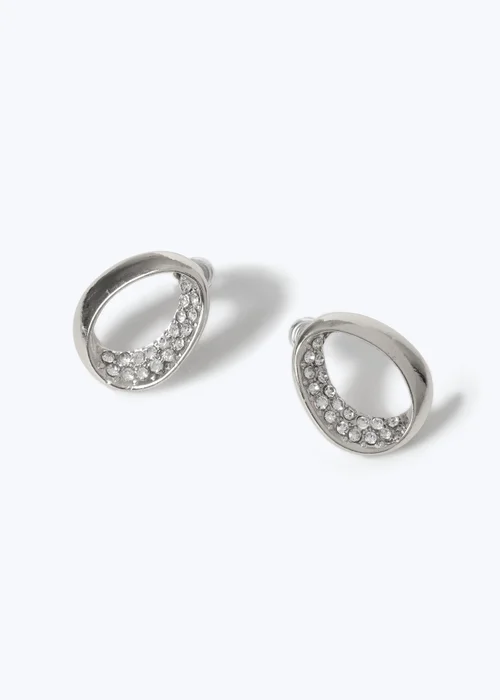 Muse Silver Rhinestone Twist Stud Earrings - One Size Image 2