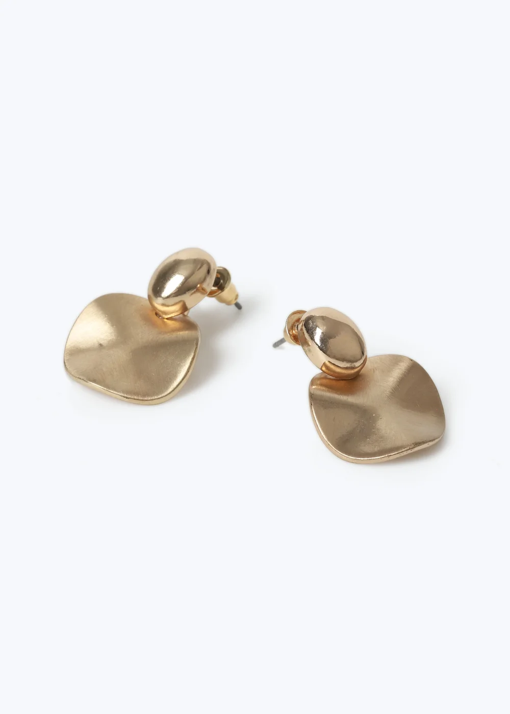 Muse Gold Brushed Coin Drop Earring - One Size Image 2
