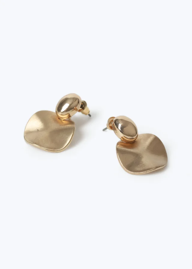 Muse Gold Brushed Coin Drop Earring