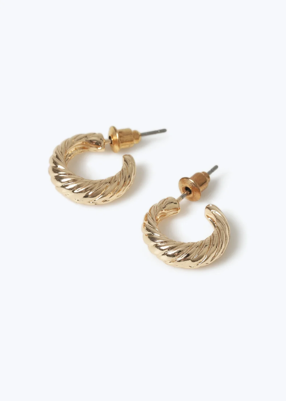 Muse Gold Mini Textured Hoop Earrings - One Size Image 2