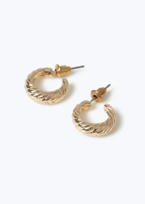 Muse Gold Mini Textured Hoop Earrings - One Size Image 2