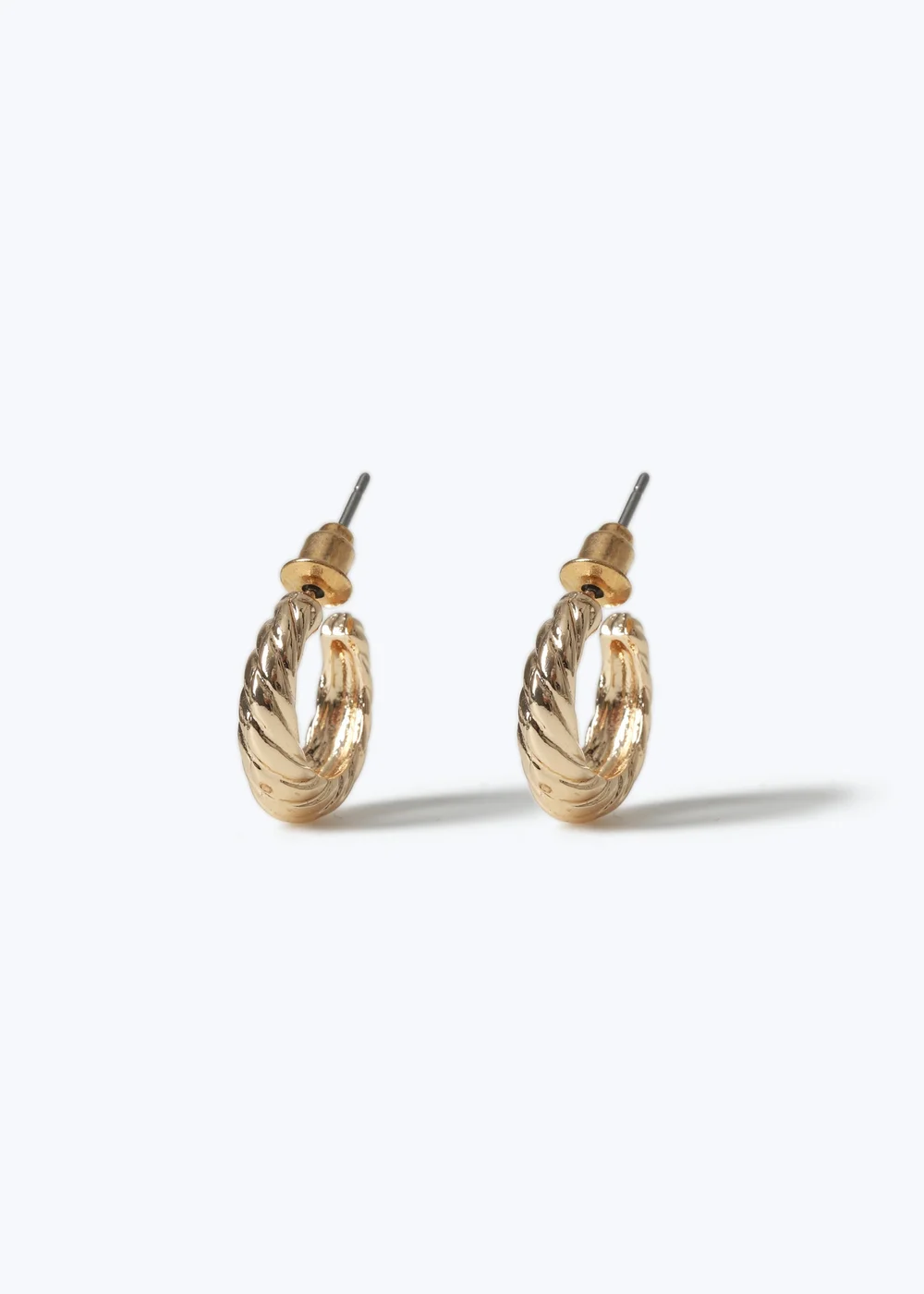 Muse Gold Mini Textured Hoop Earrings - One Size Image 1