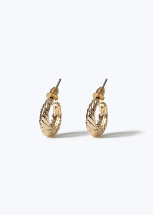 Muse Gold Mini Textured Hoop Earrings - One Size Image 1