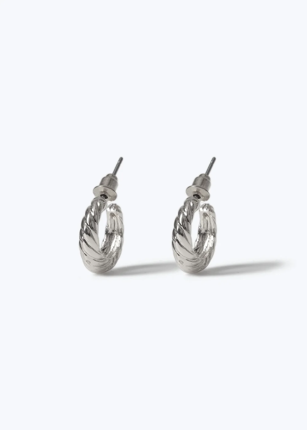Muse Silver Mini Textured Hoop Earrings - One Size Image 1