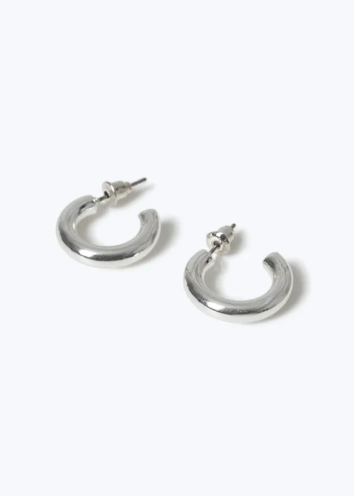 Muse Silver Thick Mini Hoop Earrings - One Size Image 2