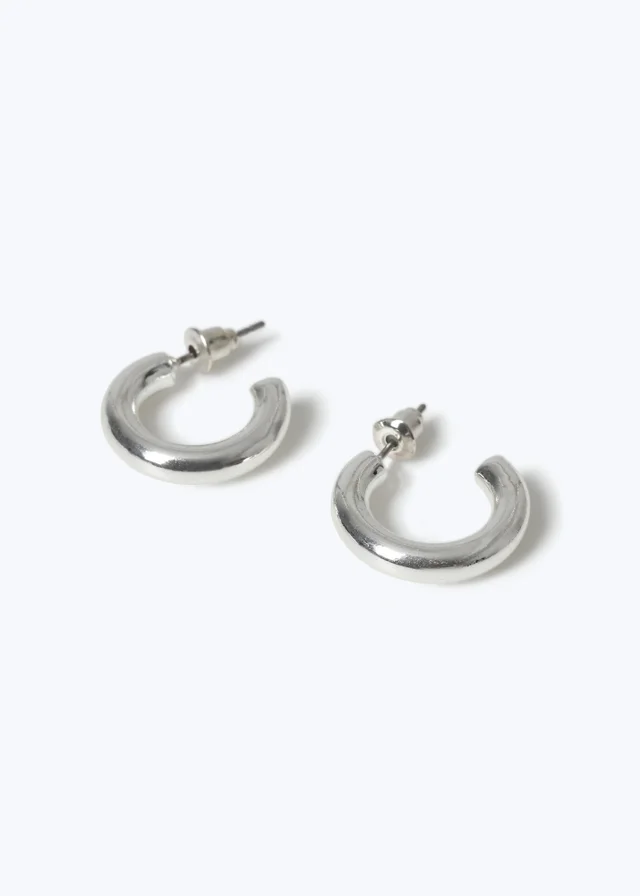 Muse Silver Thick Mini Hoop Earrings