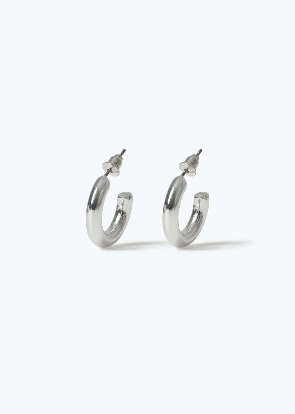 Muse Silver Thick Mini Hoop Earrings - One Size Image 1