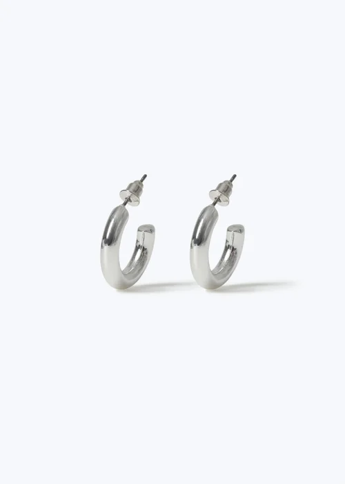 Muse Silver Thick Mini Hoop Earrings - One Size Image 1