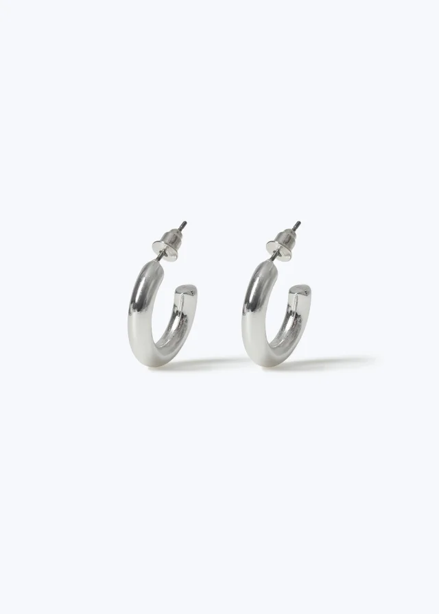 Muse Silver Thick Mini Hoop Earrings