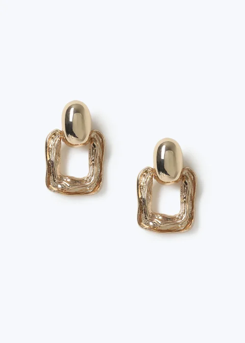 Muse Gold Textured Square Drop Earrings - One Size Image 1