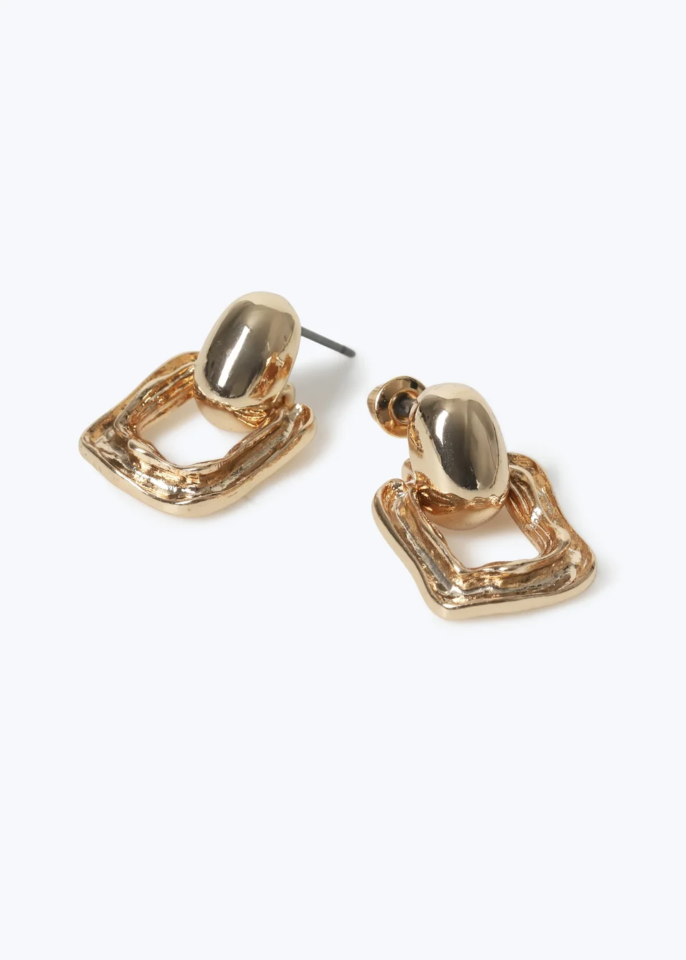Muse Gold Textured Square Drop Earrings - One Size Image 2