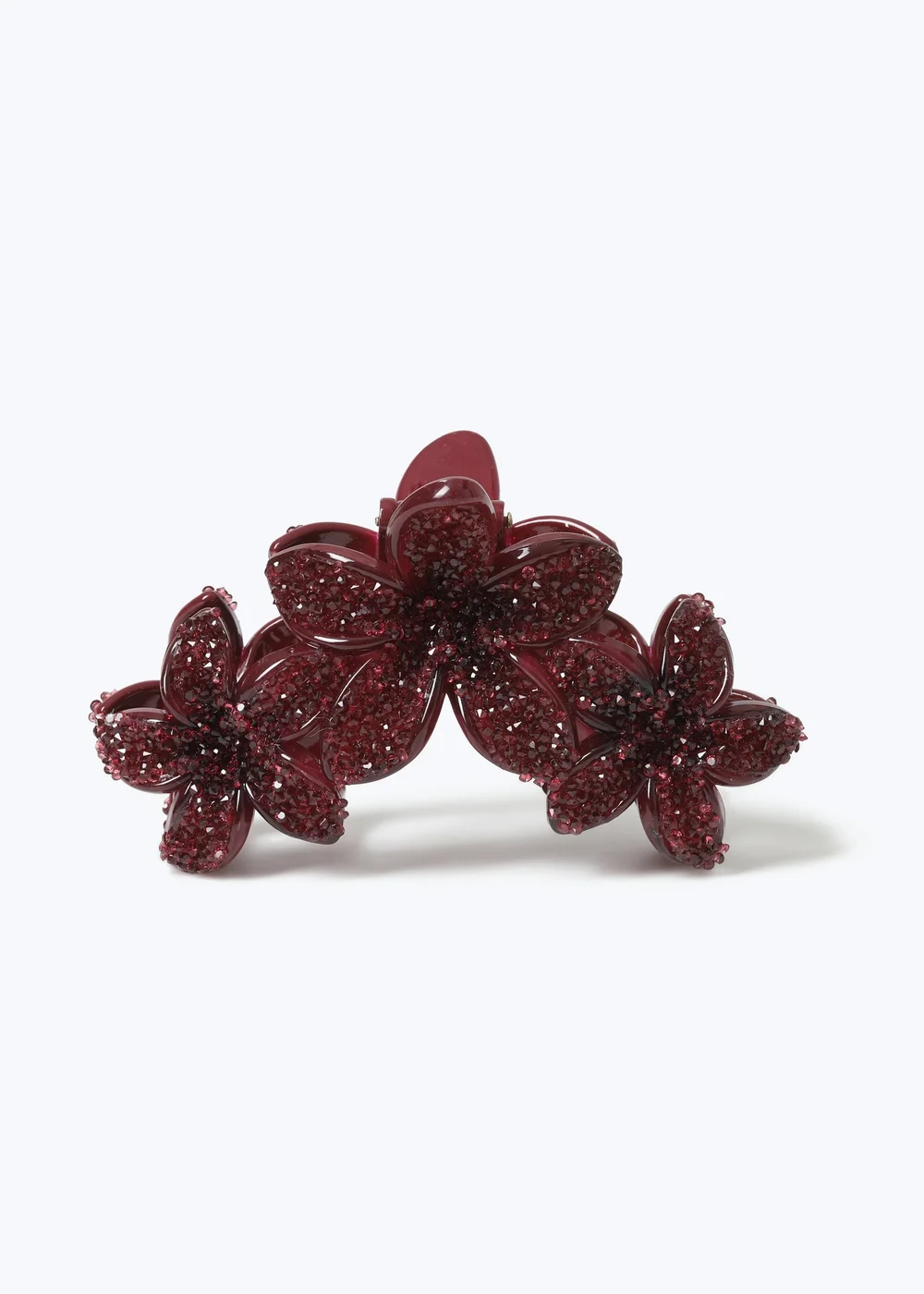 Muse Burgundy Rhinestone Triple Flower Claw - One Size Image 1