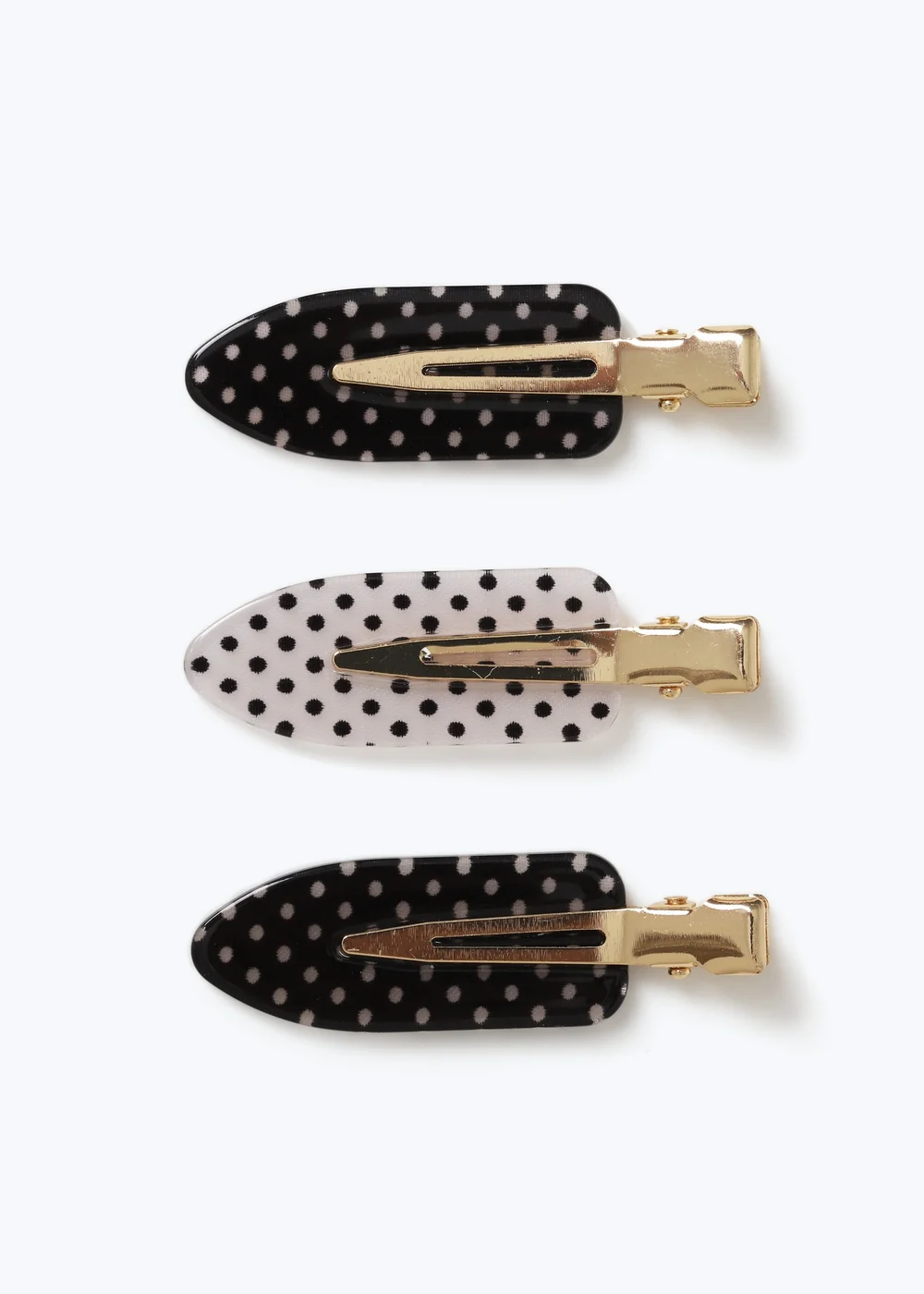 Muse 3 Pack Black & White Polka Dot Makeup Clips - One Size Image 1
