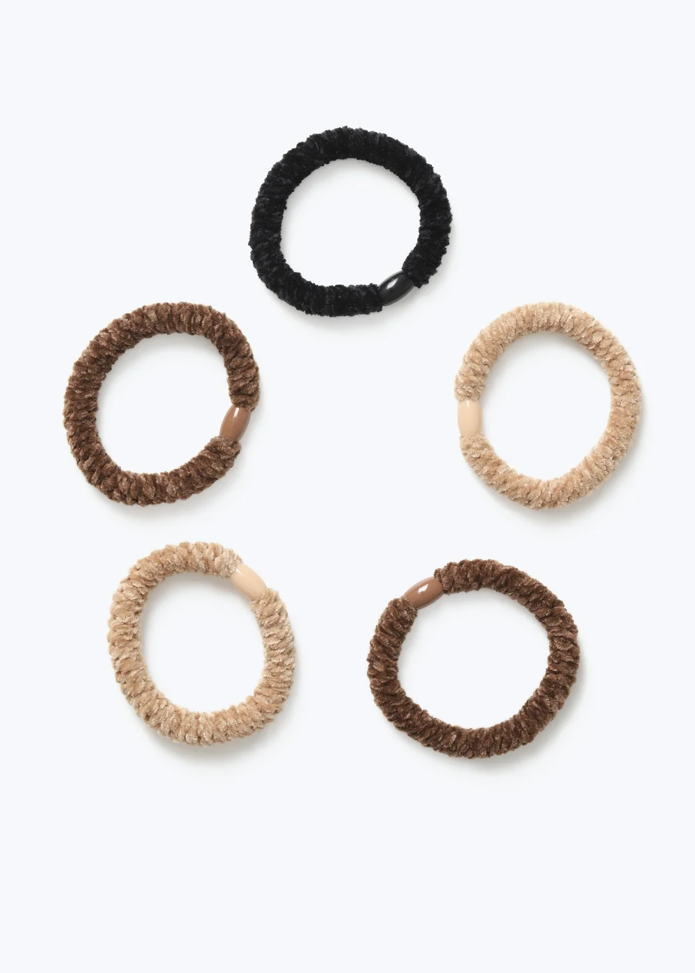 Muse 5 Pack Brown Mini Scrunchies - One Size Image 1