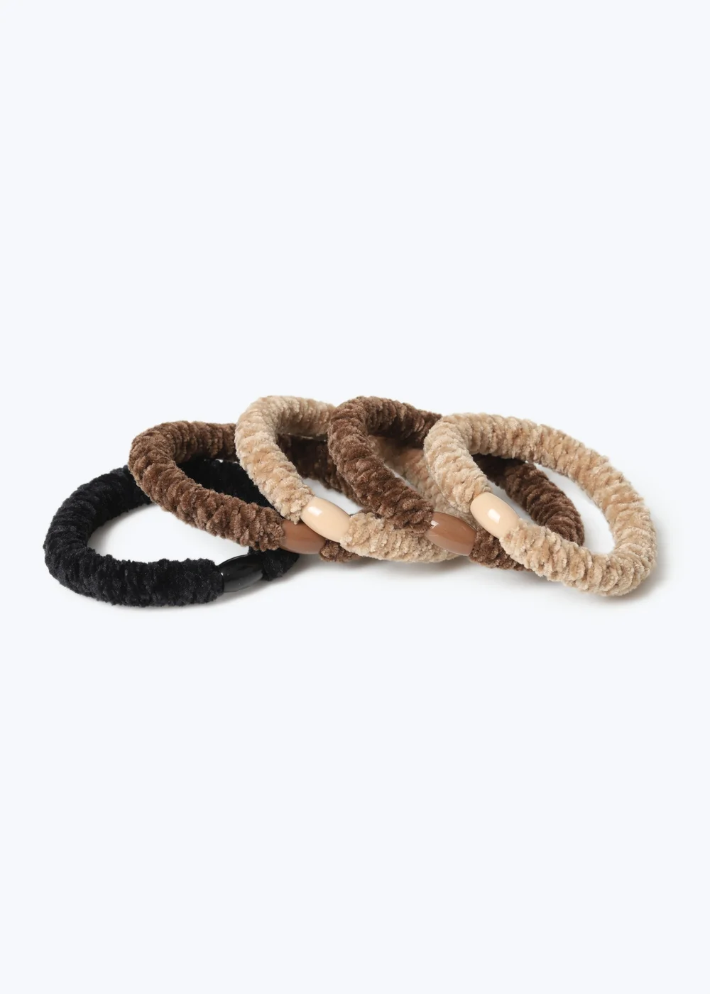 Muse 5 Pack Brown Mini Scrunchies - One Size Image 2