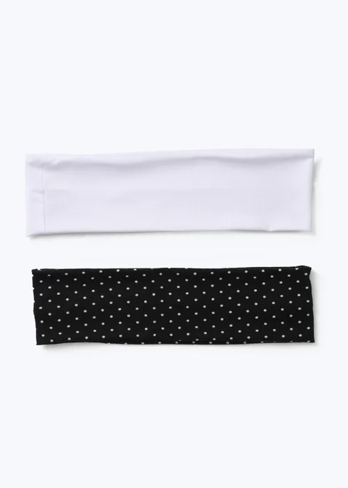 Muse 2 Pack Black & White Polka Dot Fabric Headbands - One Size Image 1