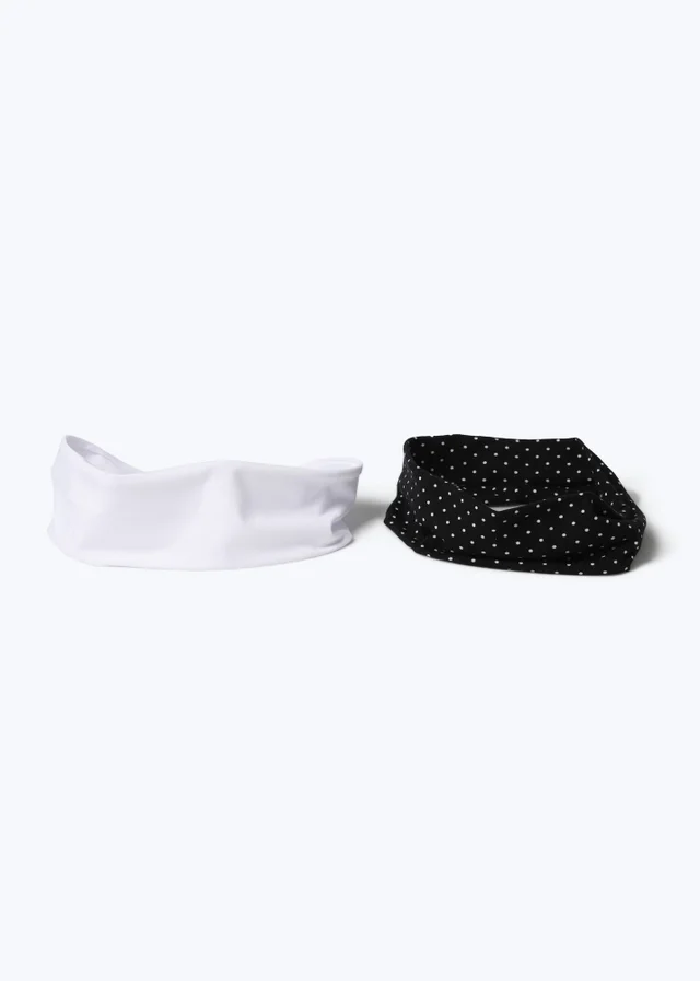 Muse 2 Pack Black & White Polka Dot Fabric Headbands
