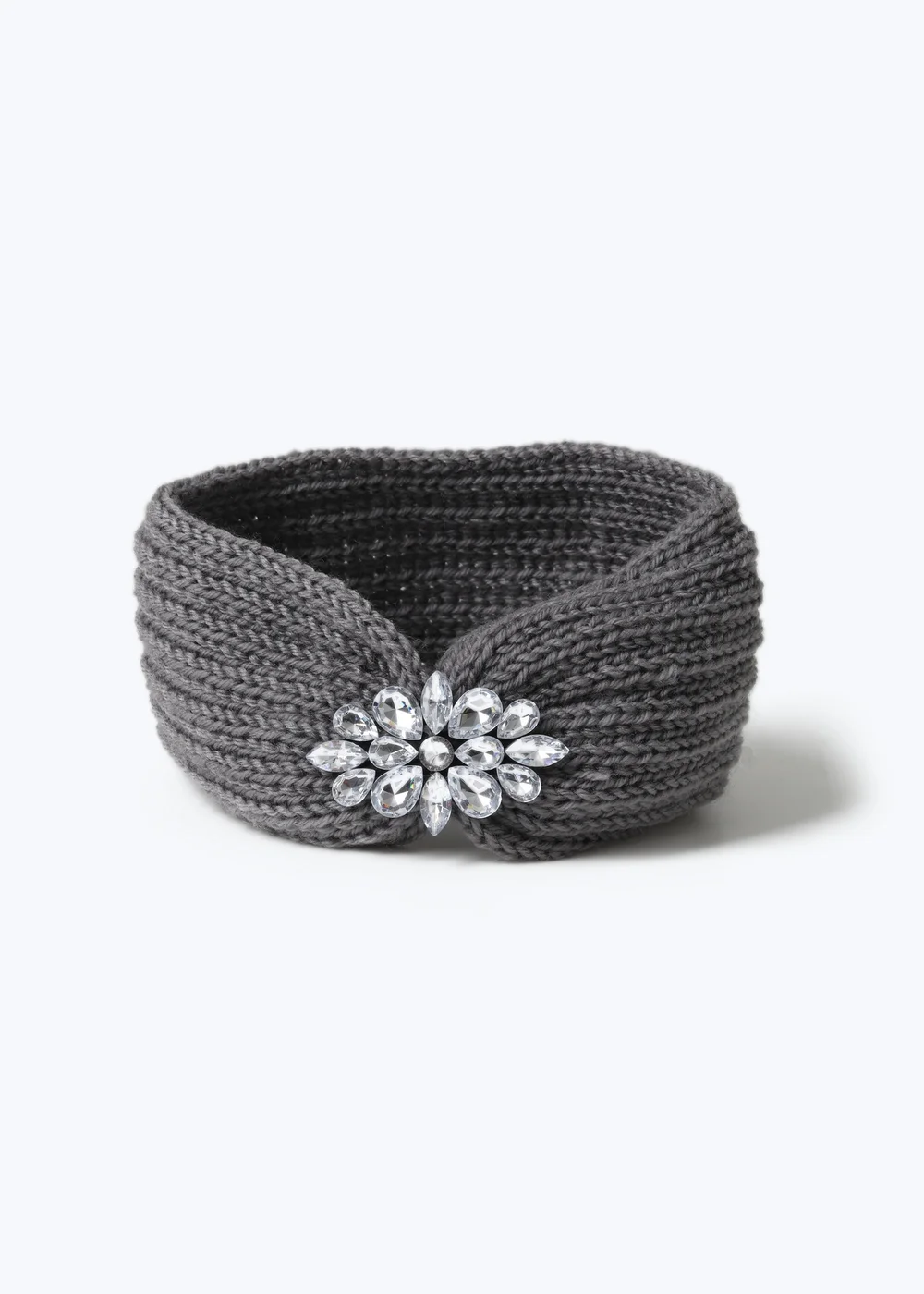 Muse Grey Embellished Knitted Cosy Headband - One Size Image 2